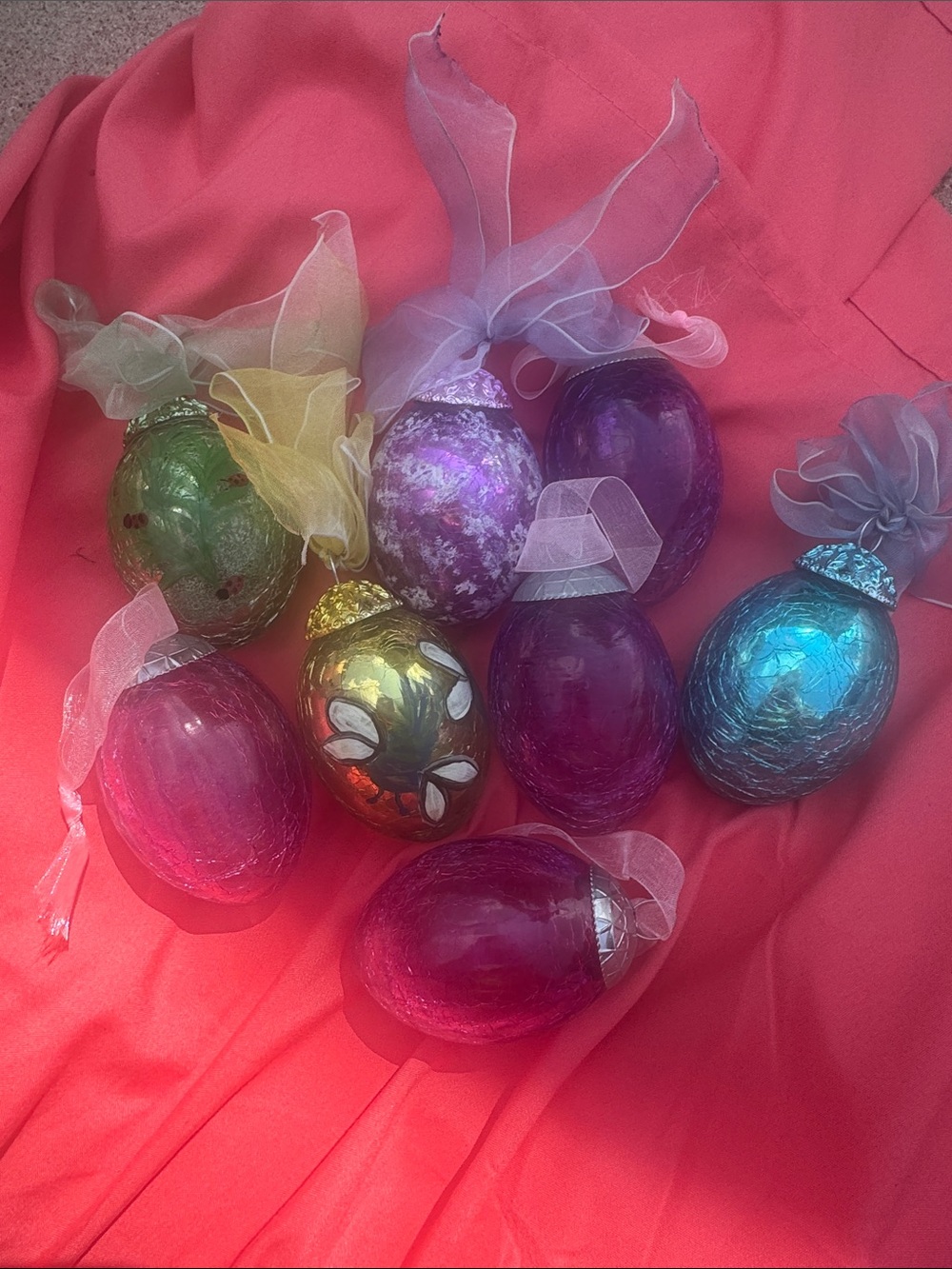 Handblown Glass Decorative Hanging Ornaments - Assorted Colors